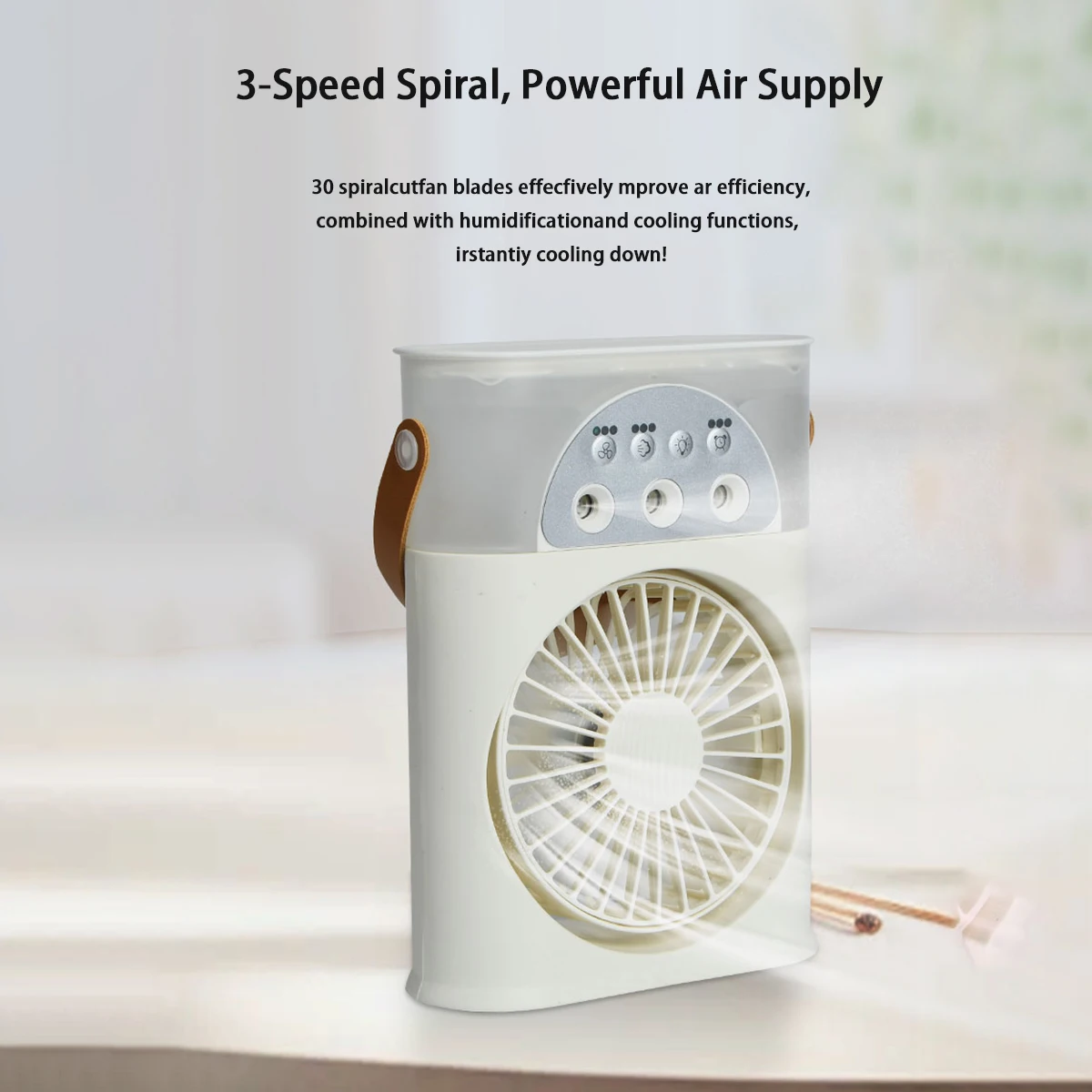 Spray small fan five hole humidification small refrigeration air conditioner mini fan water-cooled silent air cooler For 3 Speed插图7