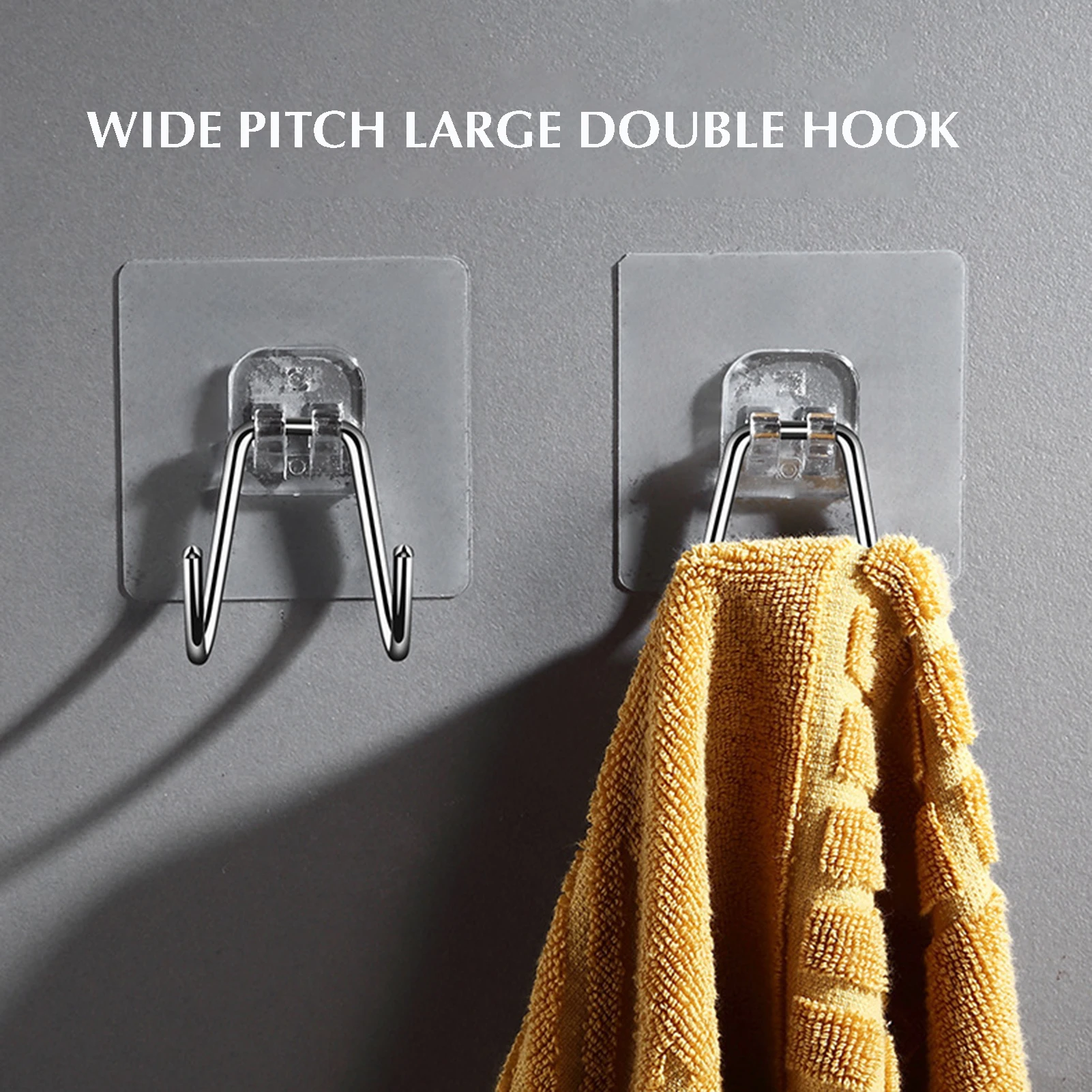 Stainless Steel Strong Adhesive Hook Home Storage Organizer Hook Transparent Waterproof Hooks For Key Bathroom Kitchen Office