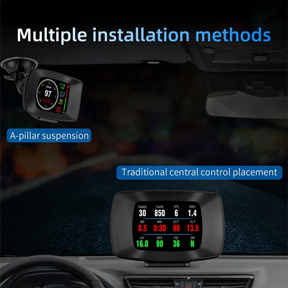 Hud Auto Electronic OBD smart gauge digital HUD P13 warning alarms gps