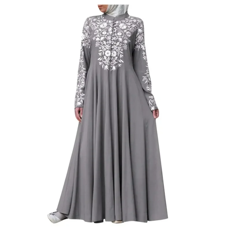 Plus Size Muslim Women Kaftan Dress Abaya Ethnic Style Long Sleeve Islamic Clothing Dubai Saudi Black Robe Turkish Modesty S-3XL - Image 5