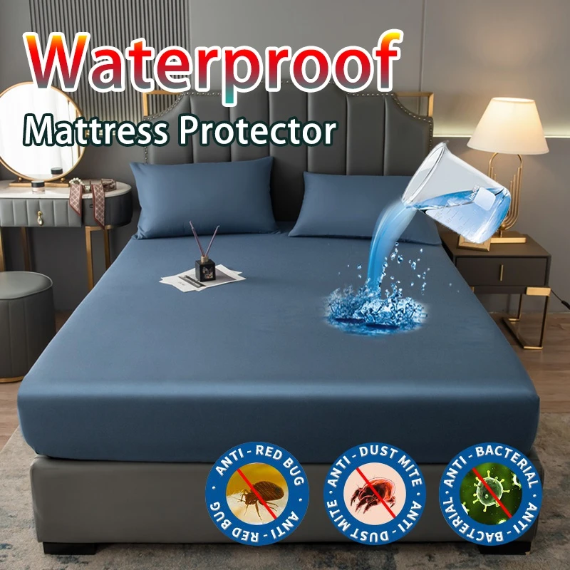 Waterproof Mattress Protector Brushed Fitted Bedsheet Soft Anti Bacterial Bedshe