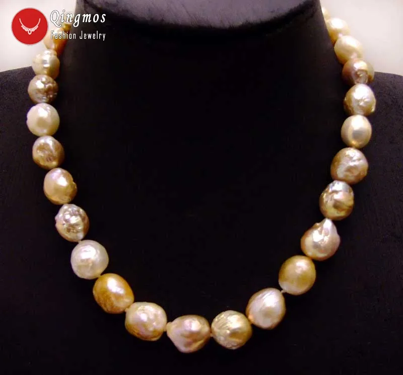 

Qingmos Fashion 9-12mm Round Natural Freshwater Multicolor Edison Pearl Necklace for Women Fine Jewelry 17" Chokers nec6285