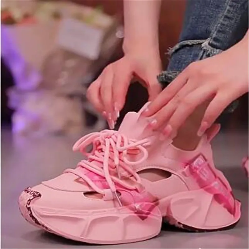 

2023 High Top Women's Breathable Chunky Sneakers Fashion Platform Leather White Shoes Ladies Casual Short Boots Zapatos De Mujer