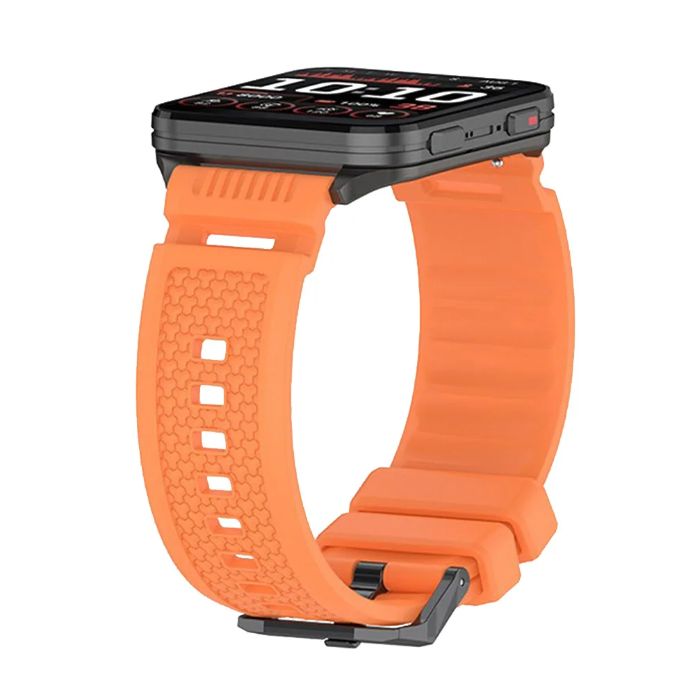 Textured Surface Black Buckle Silicone Watchband Strap