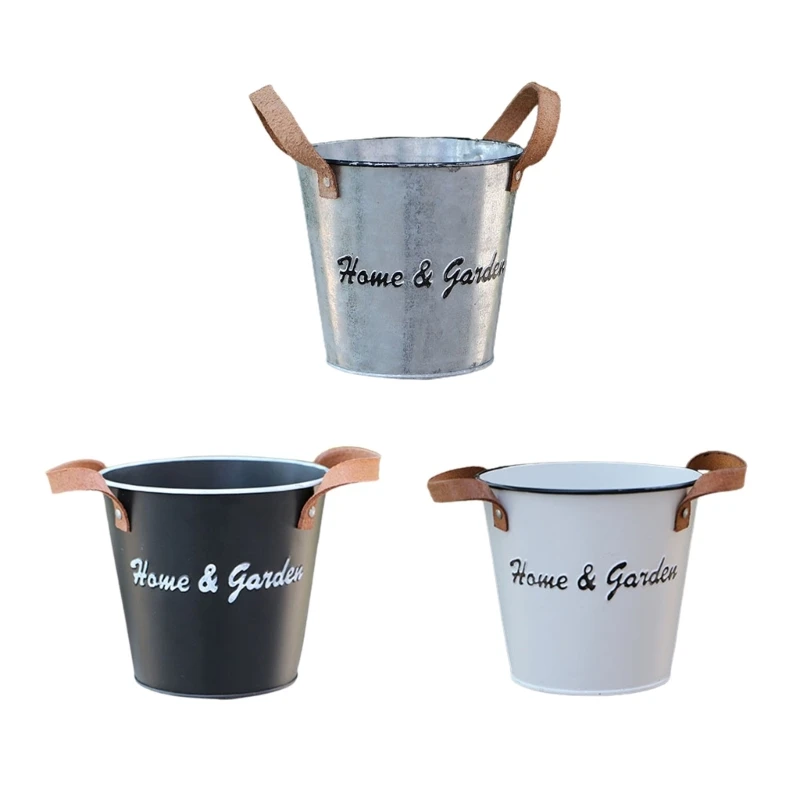 

Metal Iron Hanging- Flower Pot Fence Hanging- Planters Balcony Railing Planters with Handles Hanging- Bucket for Outdoor