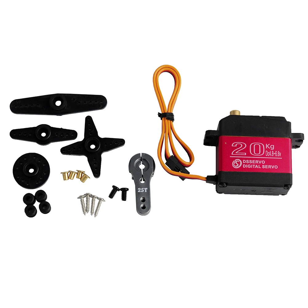 Rcmall 2 stücke ds3218 digital servo 180 /270 grad 20kg großes drehmoment metall getriebe mit 25t servo arm rc servomotor für rc auto roboter – Detail 5