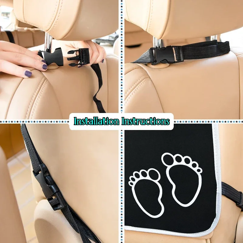 Car Kick Mat Baby Kids Anti-Kick Mat Pad Car Seat Protector Black Back Seat Cover for Child Waterproof Protection 1 Pack