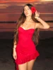 Sexy Sequin Ruffles Sling Mini Dress Women Slim Sleeveless Backless Party Dresses 2025 Spring Summer Shiny Beach Vacation Robe 3