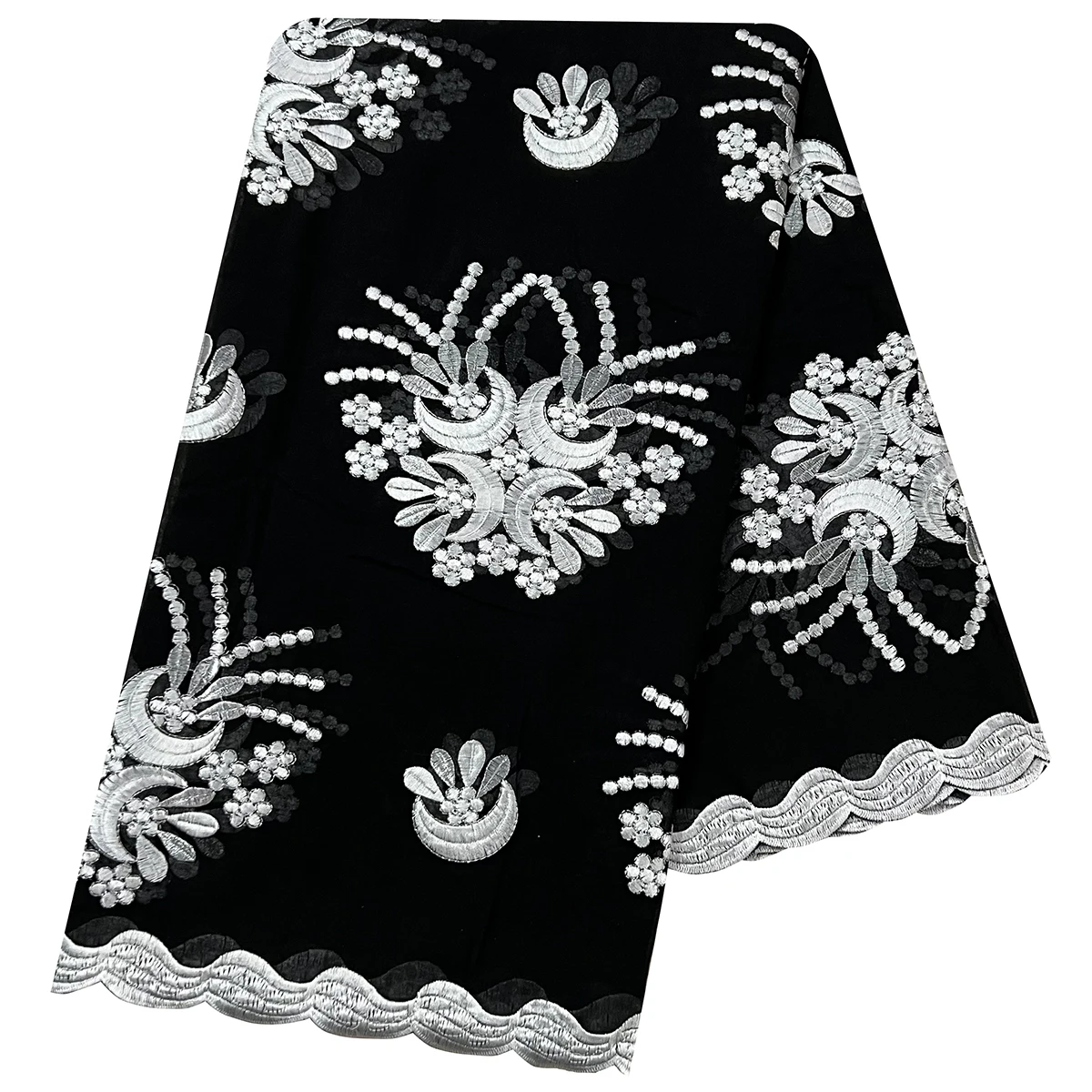 

High Quality 100% Cotton Fabric Rayon Cotton Thread Eembroidered Scarf African Women Hijab Muslim Scarf Dubai Excellent Style