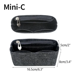Compact Bag Organizer for Small Tote Bags - Inner Liner & Storage Solution (Grey- Zipper bag)