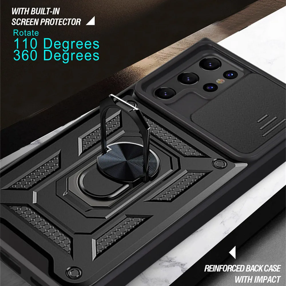 

For S22Ultra S22Plus S22+ For Samsung Galaxy S22 S22 Plus S22 Ultra Case Ring Stand Armor Anti-fall Cover Camera Protection Capa