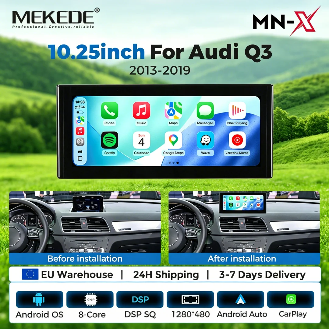 Radio para Auto MEKEDE Polish Store de 10.25 Pulgadas para Audi Q3 2012 2013 2014 2015 2016 2017 2018, CarPlay Inalámbrico, Android Auto, GPS, Navegación, Reproductor Multimedia, Pantalla Táctil IPS, Reproductor de Vid 1