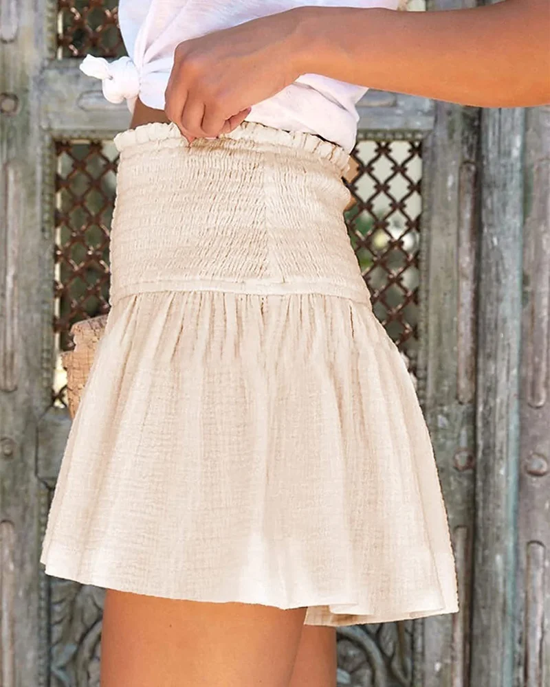 

Shirred Ruched High Waist Shorts Women Loose Summer Solid Color Shorts Pants Sexy Casual