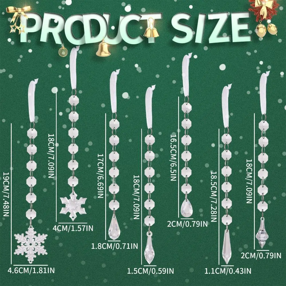 Transparent Christmas Tree Hanging Pendants Snow Beads Star Snowflake Ice Christmas Decorations Acrylic Drop Ornaments