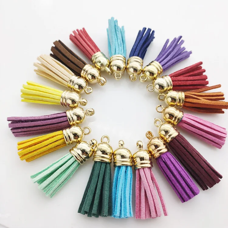 500Pcs Keychain Tassels Bulk Colored Leather Tassel Pendants For