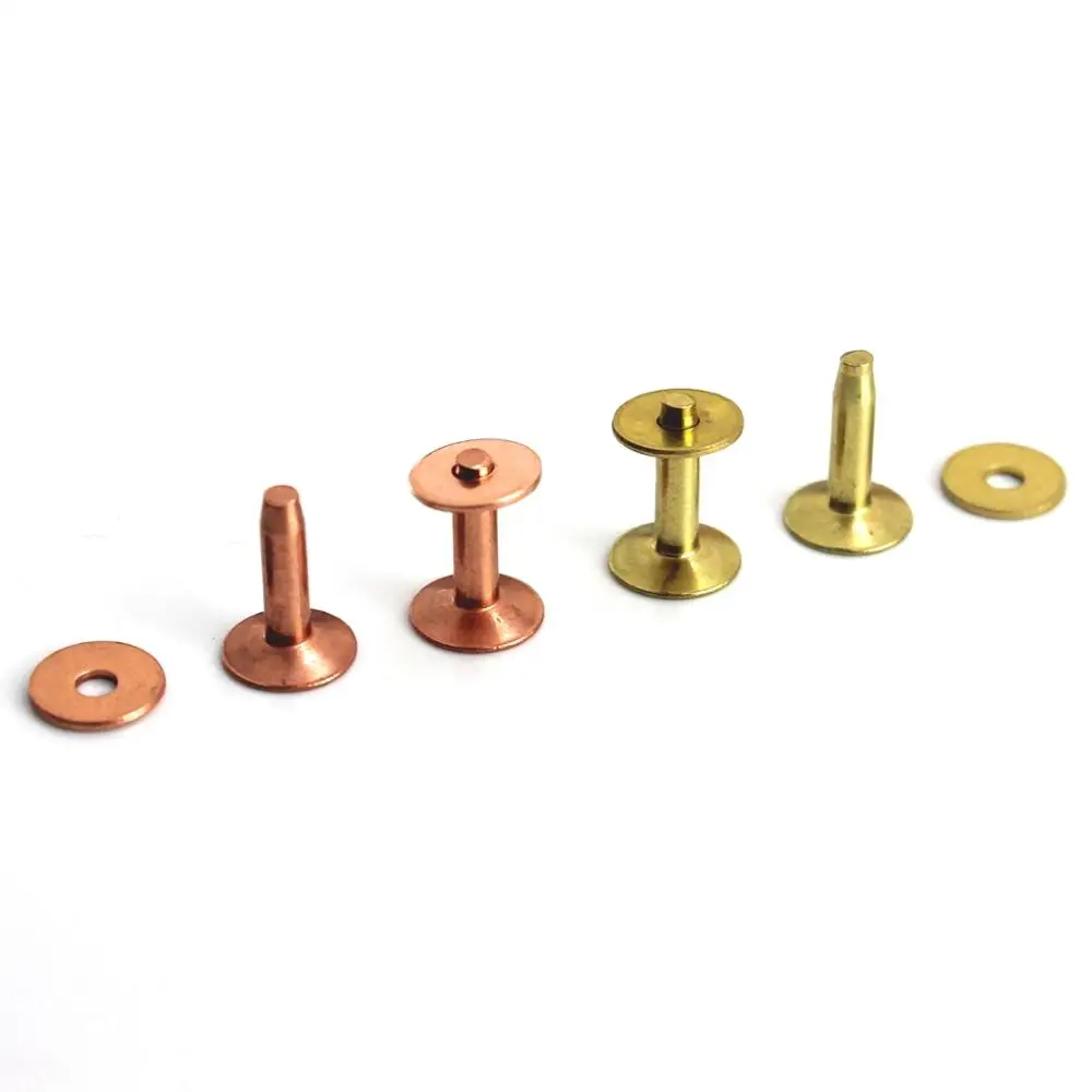 100 Sets Copper Rivets and Burrs Washers Leather Copper Rivet