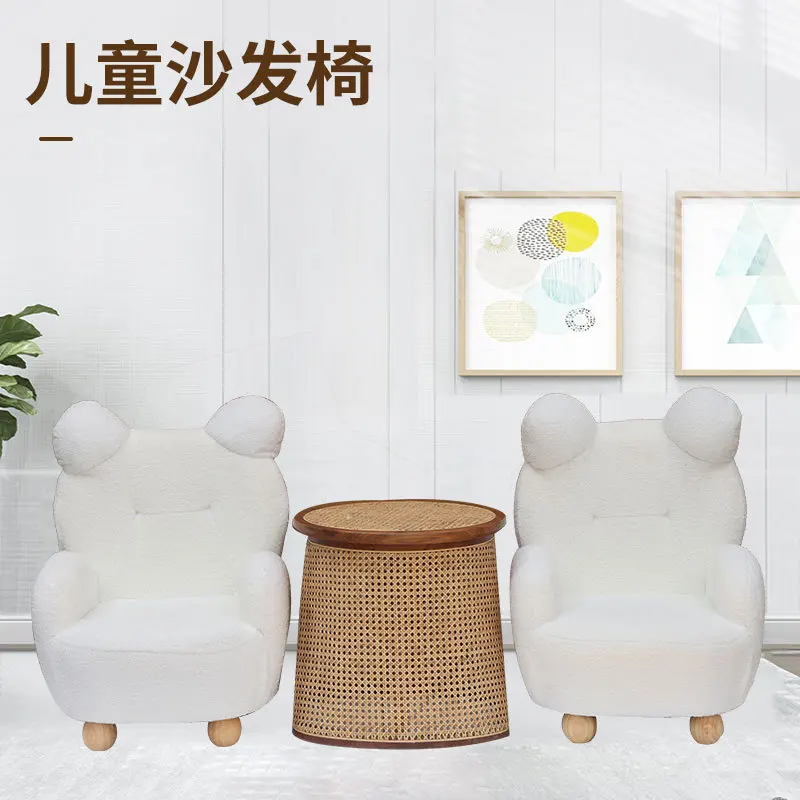 가정용 싱글 귀여운 곰 소파, 어린 양 벨벳, 어린이 독서 의자, 가정 거실, 부드러운 가방 소파 의자