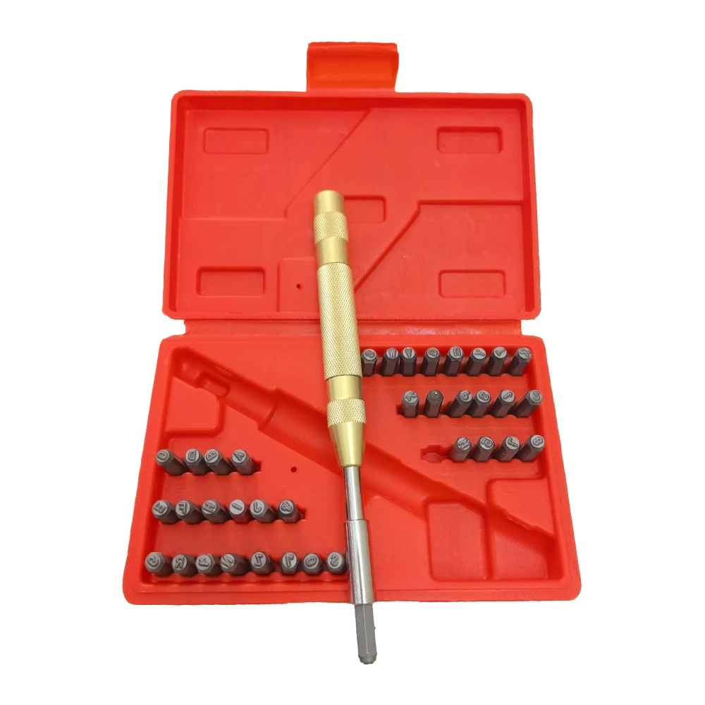 38Pcs Steel Die Metal Stamping Kit Punch Tools 3mm Number Letter Alphabet Stamp Tools for DIY Jewelry Gold Silver Leather