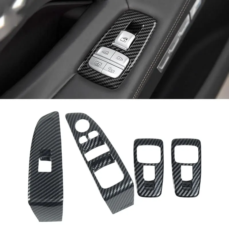 

For BMW 7 Series G11 G12 2016 - 2021 Carbon Texture Window Glass Lift Switch Buttons Control Panel Frame Cover Protective Trim
