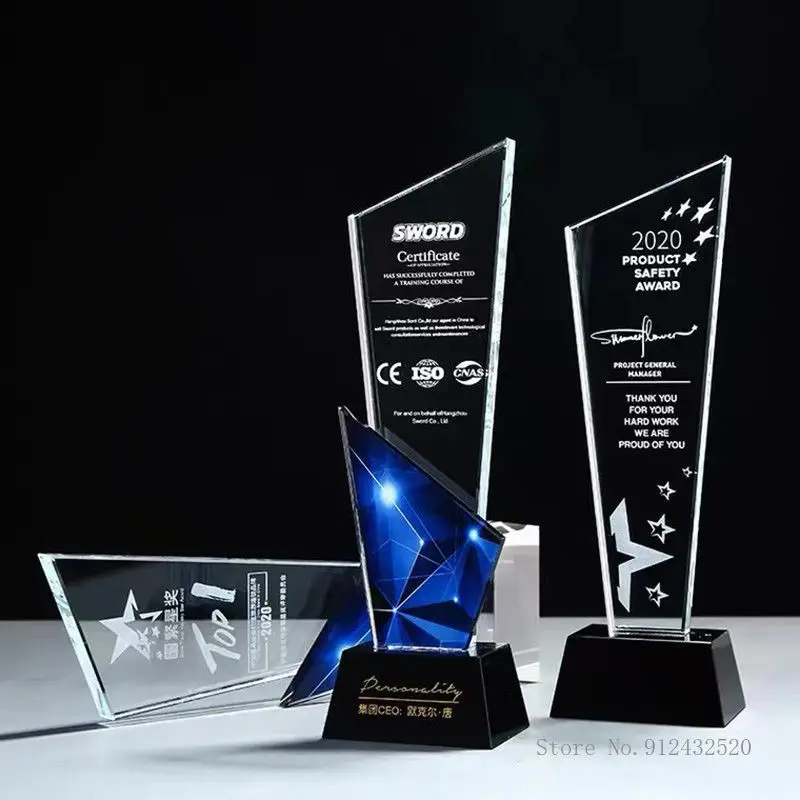 Customized Crystal Trophy, Color Printing as a Prize, Sports Movie Award, Delivery on a Commemorative, Home Decoration