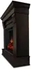 Traditional Solid Wood Indoor Electric Fireplace Mantel Heater with Remote Control, Adjustable Led Flame, 1500W in Dark Walnut 3