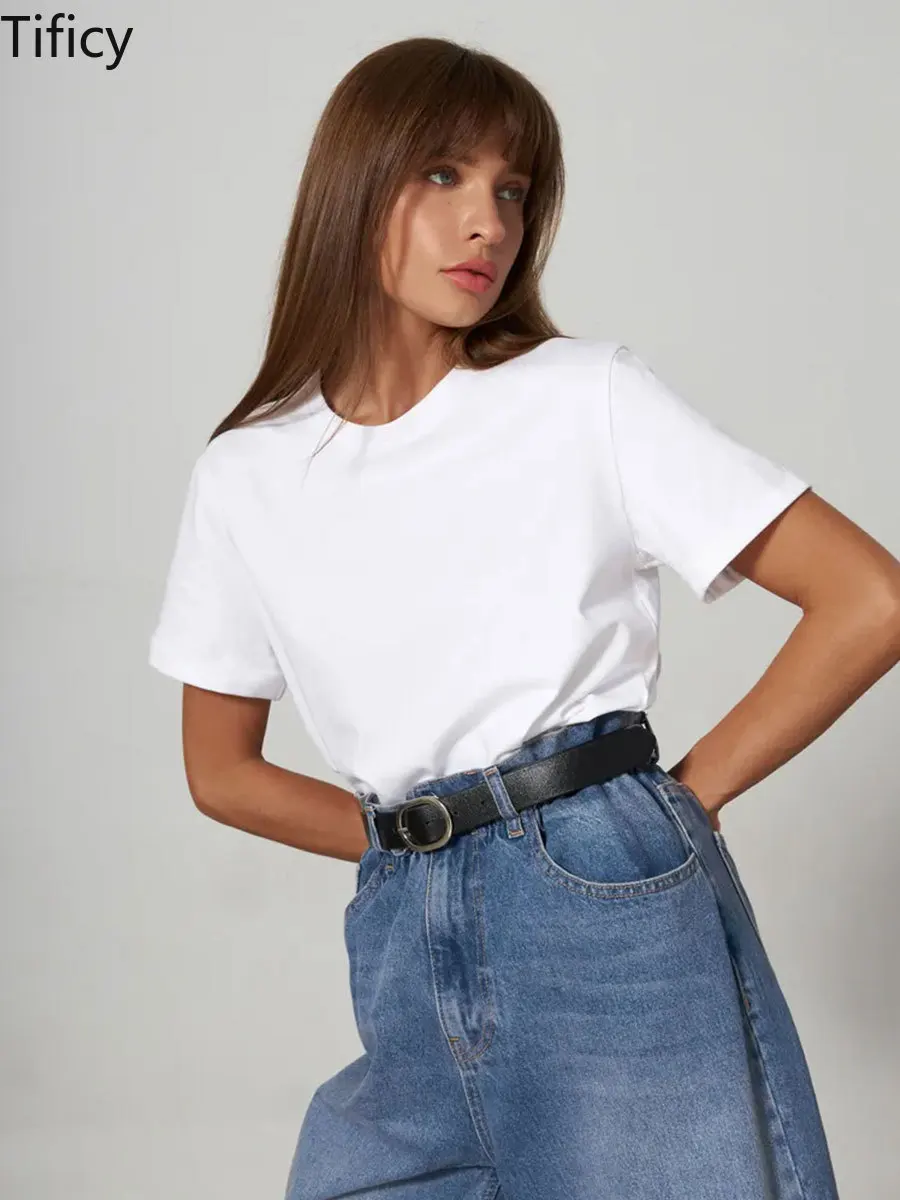 

TIFICY Summer New Women's Fashion Casual Home Commuting Versatile Round Neck Short Sleeve T-shirt