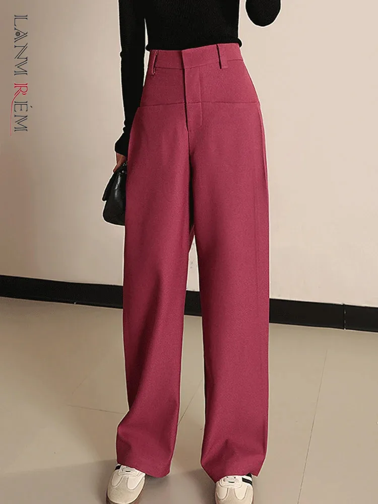 

LANMREM Women High Waist Long Pants Fashion Solid Color Loose Versatile Trousers Office Lady 2023 Autumn New Clothing 2AA3686