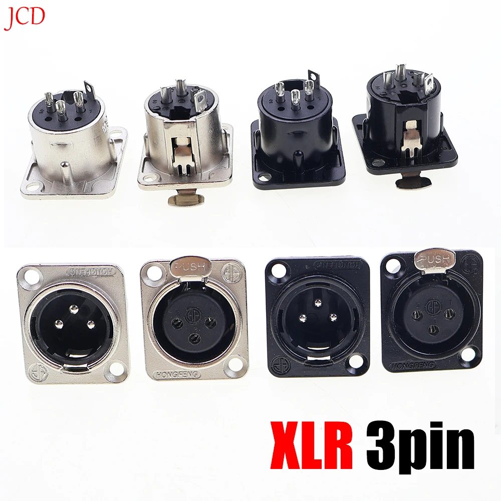Männlicher und weiblicher Audio-Mikrofonanschluss HF XLR 3-Pin-Buchse Steckverbinder Schwarz Silber YS145BG YS146BG Kupferkontakt XLR Metallbuchse