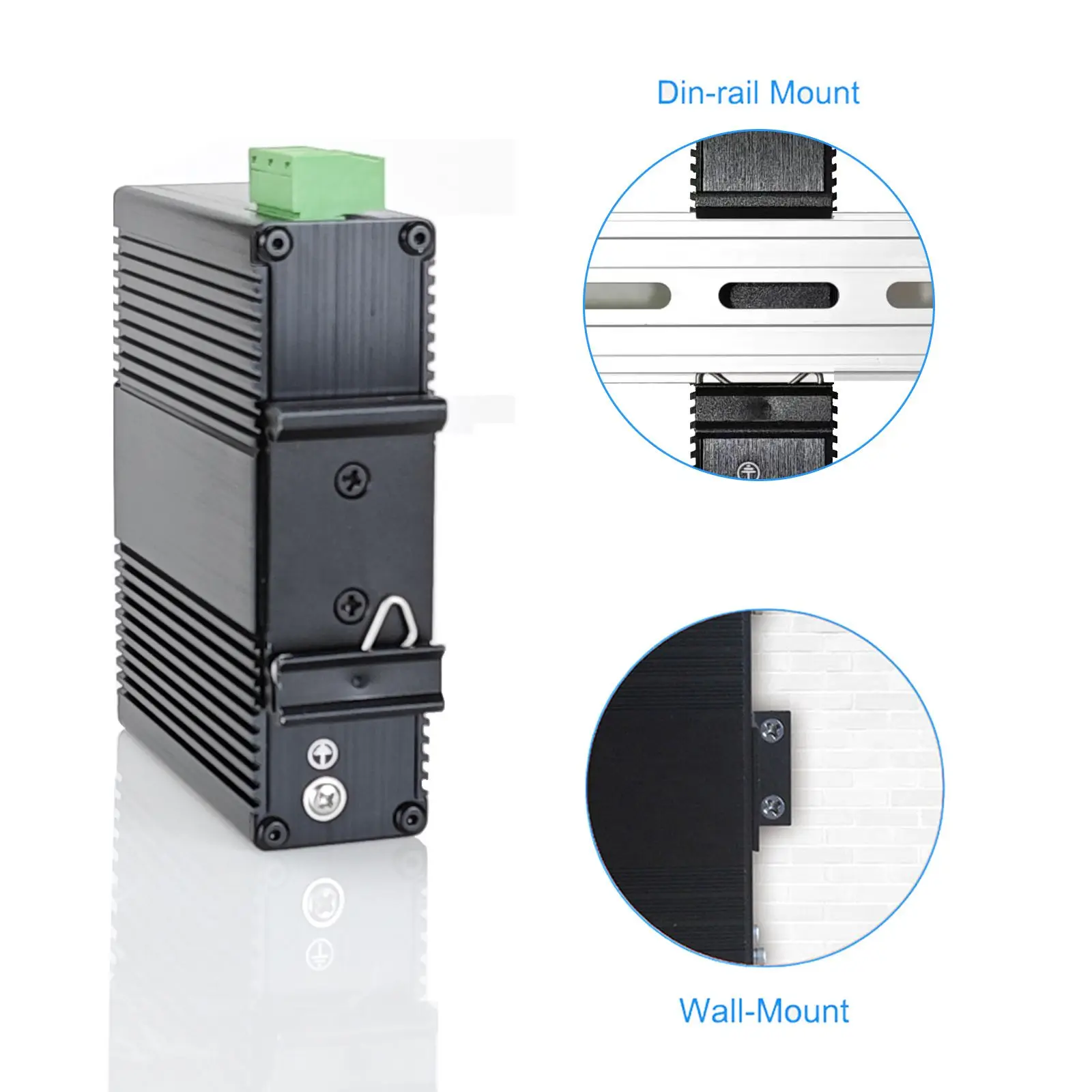 Industrial 6 Ports Gigabit Ethernet Switch 90~250V AC Input 5 Port RJ45 + 1 SFP Network Switch Din Rail Mount Ethernet