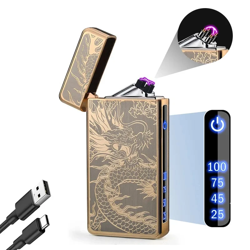 

USB Rechargeable Dual Arc Plasma Electric Lighter Intelligent Induction Ignition Outdoor Windproof Flameless Candle Lighter