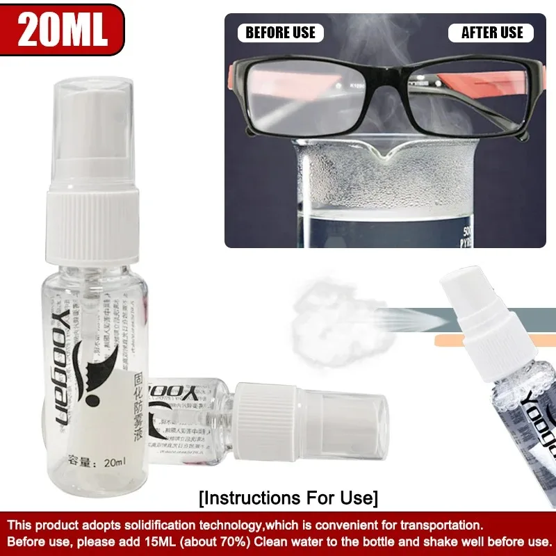 Anti Fog Cleaner Spray 20ml For Swimming Goggles Glasses Diving Goggles Eyeglasses Solid Antifogging Liquid Mist Eliminator