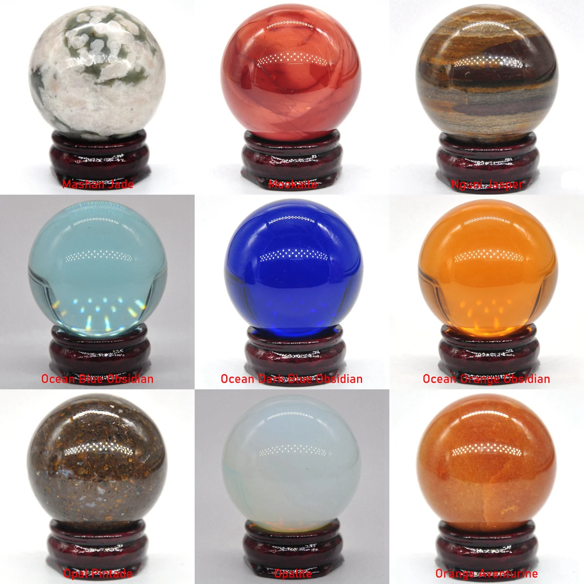 Natural Gemstones Ball Healing Crystals 40MM Home Decoration Reiki Wicca Chakra Stones Sphere Rocks Mineral Gem Massage Globe