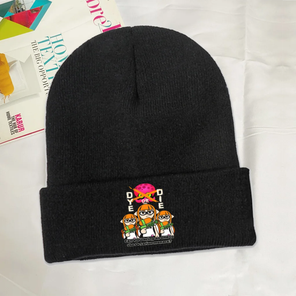 

Splatoon Marina Ida Game Skullies Beanies Caps Dye Or Die Knitted Winter Warm Bonnet Hats Unisex Ski Cap
