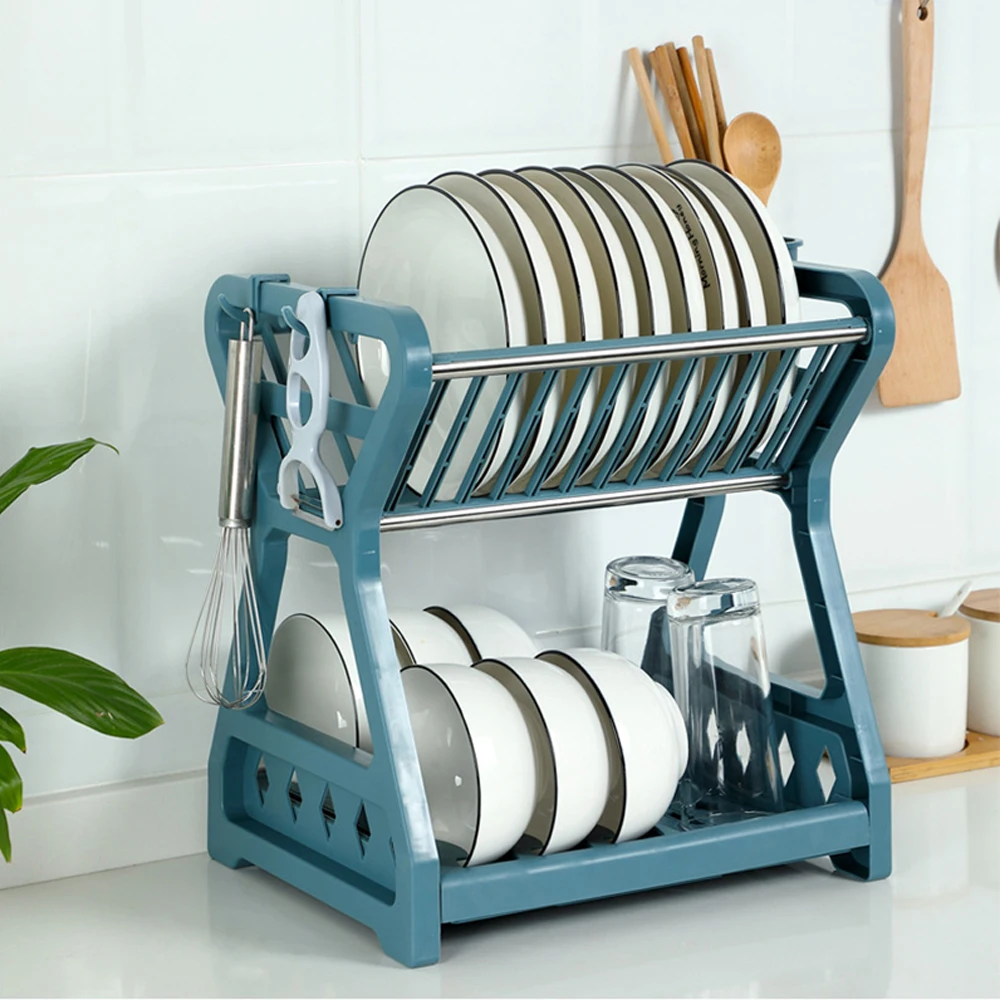 Bamboo Dish Drying Rack Utensil Holder Collapsible Wooden Dish Drainer Rack  2-Tier Folding Drying Holder for Kitchen Counter - AliExpress
