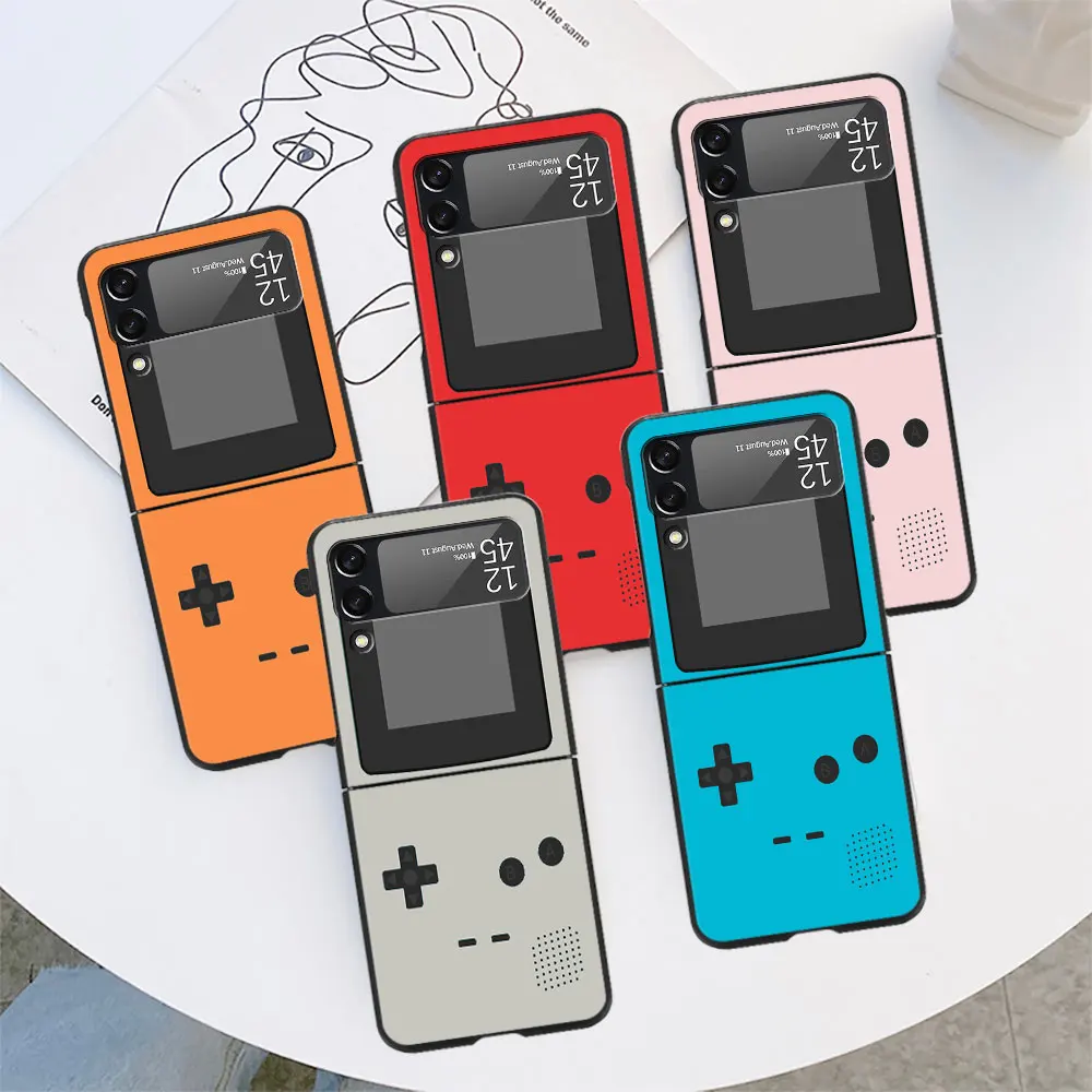 Display Boy Retro Game Pattern Case Per Samsung Galaxy Z Flip 3 4 5G Flip4 Flip3 Black Hard Pc Phone Shell Zflip3 Zflip4 Cover