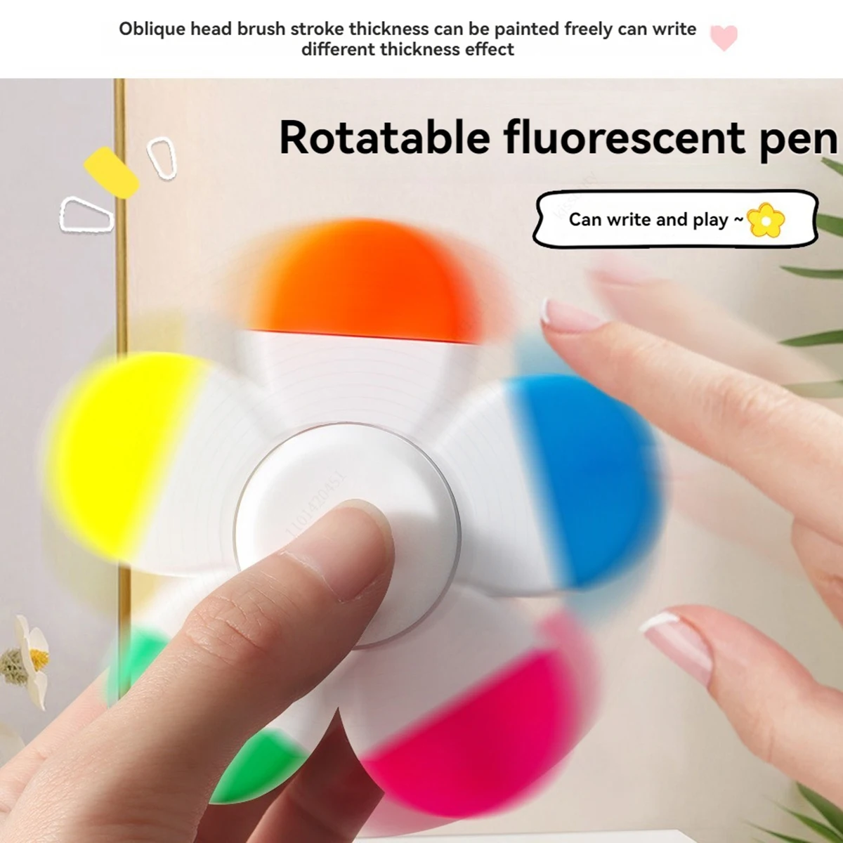 Multifunctional Cute Mini Rotary Highlighters 5 Colors,No Bleed Dry Fast Easy to Hold,for Journal Planner School Office Supplies - 2