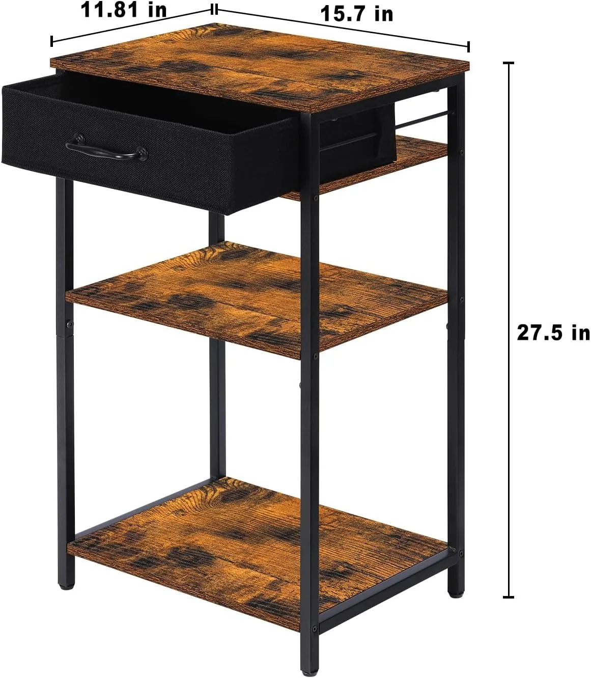 Printer Stand White Printer Rack with Storage Table 3 Tier Shelf Wood Book Organizer Holder