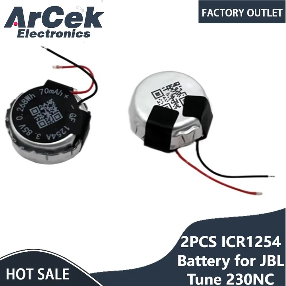2PCS ICR1254 Rechargeable Battery 3.7V 70mAh CP1254 for JBL Tune 230NC 230 NC T230NC TWS Wireless Headsets Bluetooth Headphones