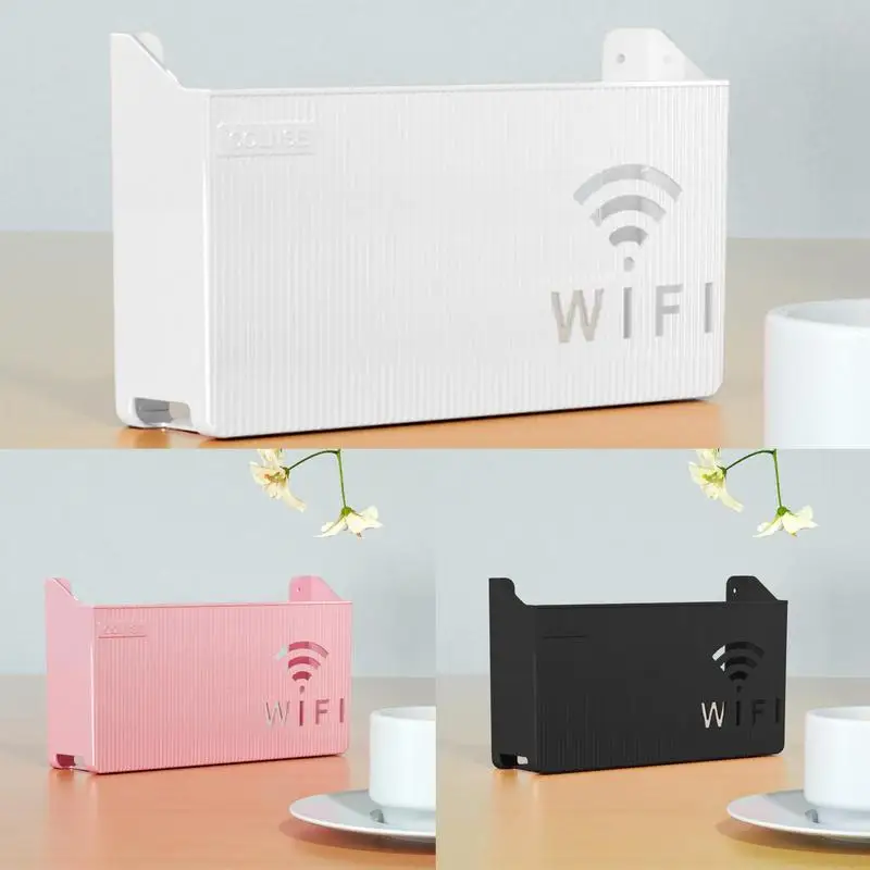 

WiFi Router Storage Rack WiFi Router Shelf Wall Mount Box Multi-Function Router Storage Rack with Bottom Cooling No Punching