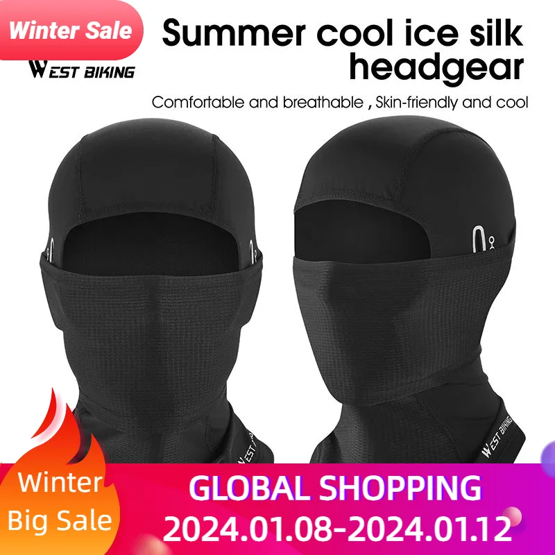 

WEST BIKING Ice Silk Cycling Cap Summer Cool Balaclava Sun UV Protection Sports Face Cover Headwear Bike Motorcycle Men's Hats