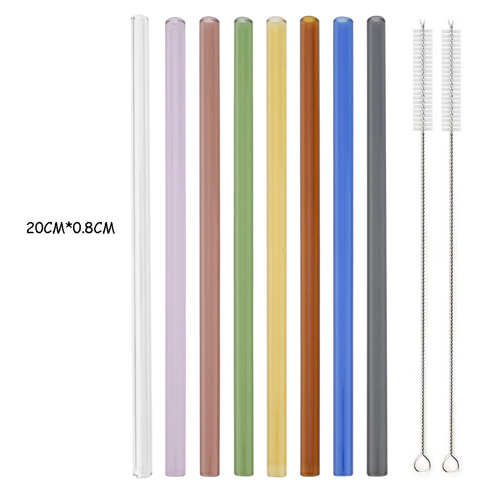 Eco-Friendly Reusable High Borosilicate Glass Straw - Wide 8mm for Cocktails, Smoothies, and Milkshakes