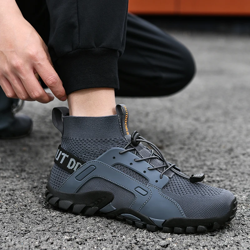 Men Aqua Shoes Quick Dry Slip On Hiking Upstream Wading Non-slip Mesh Breathable Water Sneakers High Top Climbing Footwear water shoes aqua shoes