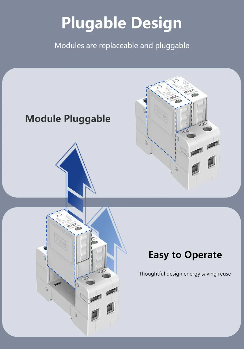 Surge Protective Device SPD DC 600V 1000V 2P 3P 20KA~40KA Low-voltage Arrester D