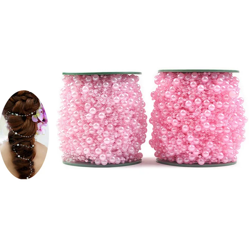 Artificial Plants Artificial Flowers Artificial Flower Bouquet Artificial Flower 5 Meters Artificial Pearls Beads Chain Garland Flowers DIY Wedding Party Favor Bride Bouquet Decoration Beige White pink red