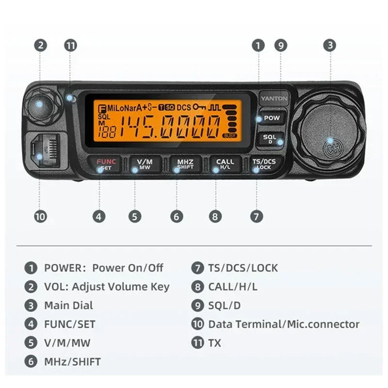 얀톤 TM-8600 해상용 차량 무전기 45w 워키토키 400-480MHz DTMF DCS 양방향 무전기 호텔 트랜시버 사냥용