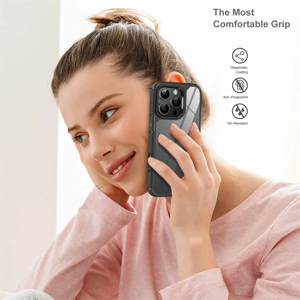Luxury Transparent Shockproof Bumper Armor Case with Rugged Frame and Hard Back Cover