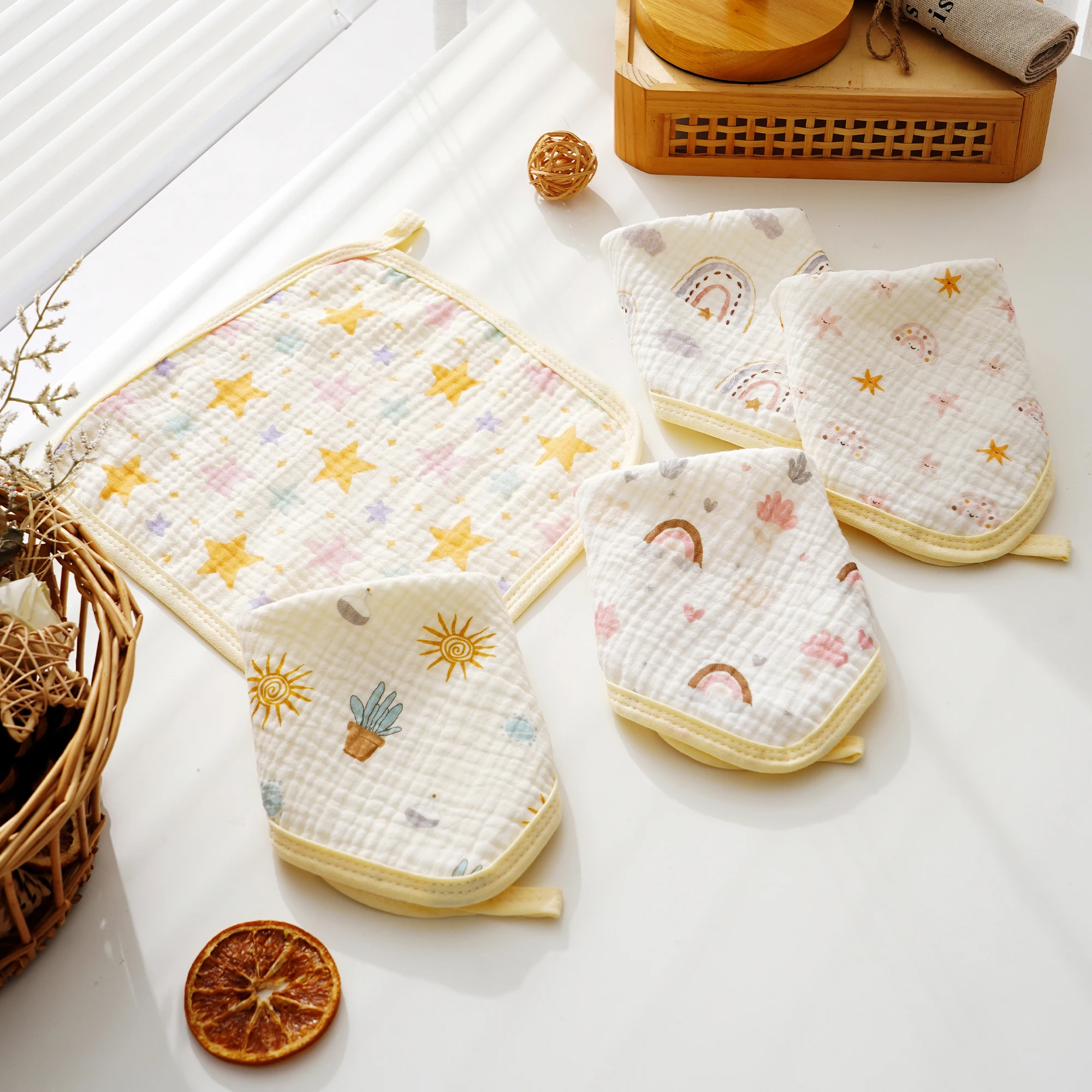 Kangobaby Baby Infant Washcloths 100% Cotton 9x9in 5-Pack Soft Baby Face Towel Wash Cloths Are The Perfect Bath Time Essential