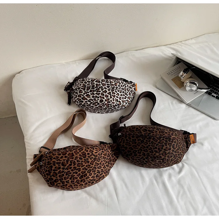 Women's Leopard Print Chest Bag, Autumn/Winter Fashion Crossbody Bag, Trendy Sporty Multifunctional Waist Bag Waist Packs bolsa