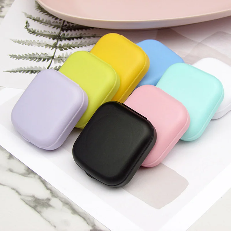 

Smooth Pocket Portable Mini Contact Lens Case Easy Carry Colored Lenses Pupil Storage Box Mirror Container Lentes Travel Kit