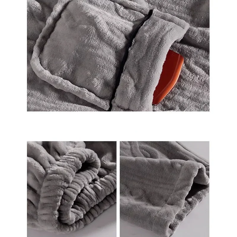 2024 New Pajamas Men Autumn Winter Loungewear Coral Velvet Thickening and Plushing Sleepwear Warm Flannel V-neck Homewear Suit